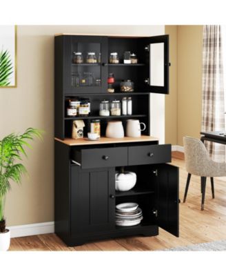 Pantry Cabinet 67'' Tall Kitchen Floor Cabinet w/ 2 Removable Shelves 2 Drawers