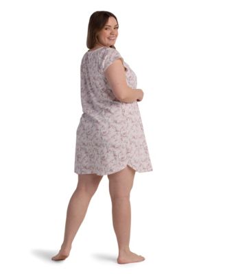 Plus Size Short Sleeve Printed Night Dress