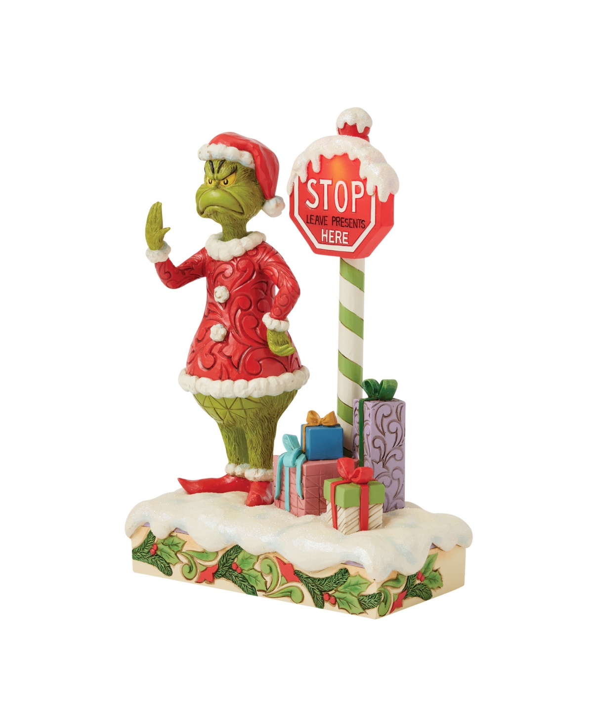 Jim Shore Grinch By Stop Sign Led Figurine In Multi