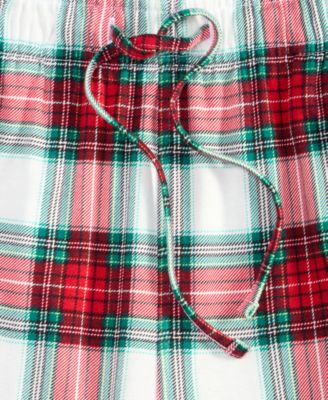 Men's Merry Plaid Crew Neck Matching Family Pajamas Set, Created for Macy's