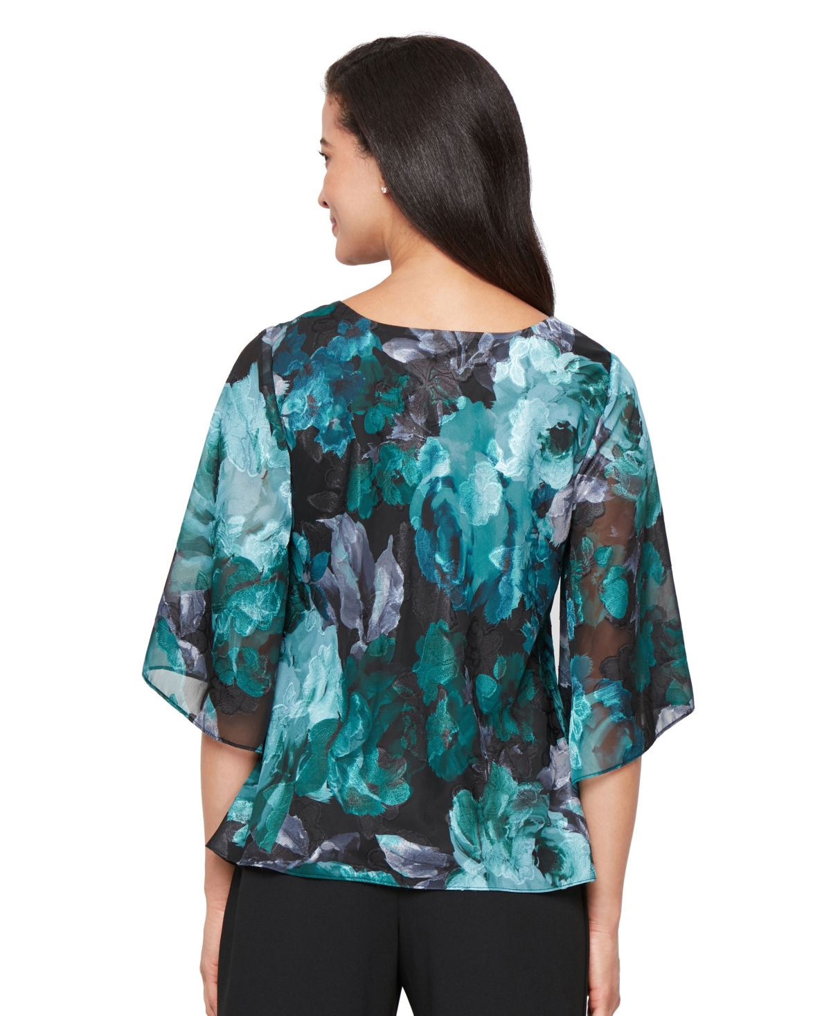 Alex Evenings Women's Printed V-neck Chiffon Blouse In Multi