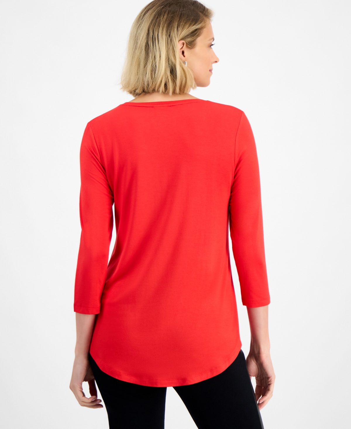 Jm Collection Women's 3/4-Sleeve Scoop Neck Top