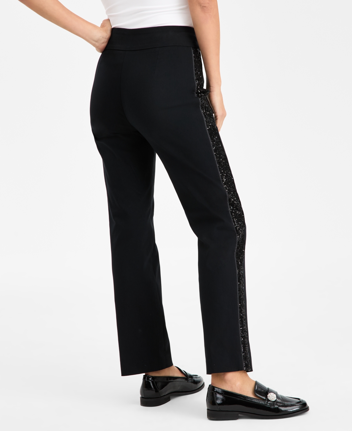Jm Collection Women's Side-sequin Cambridge Pants, Macy's Exclusive In Black