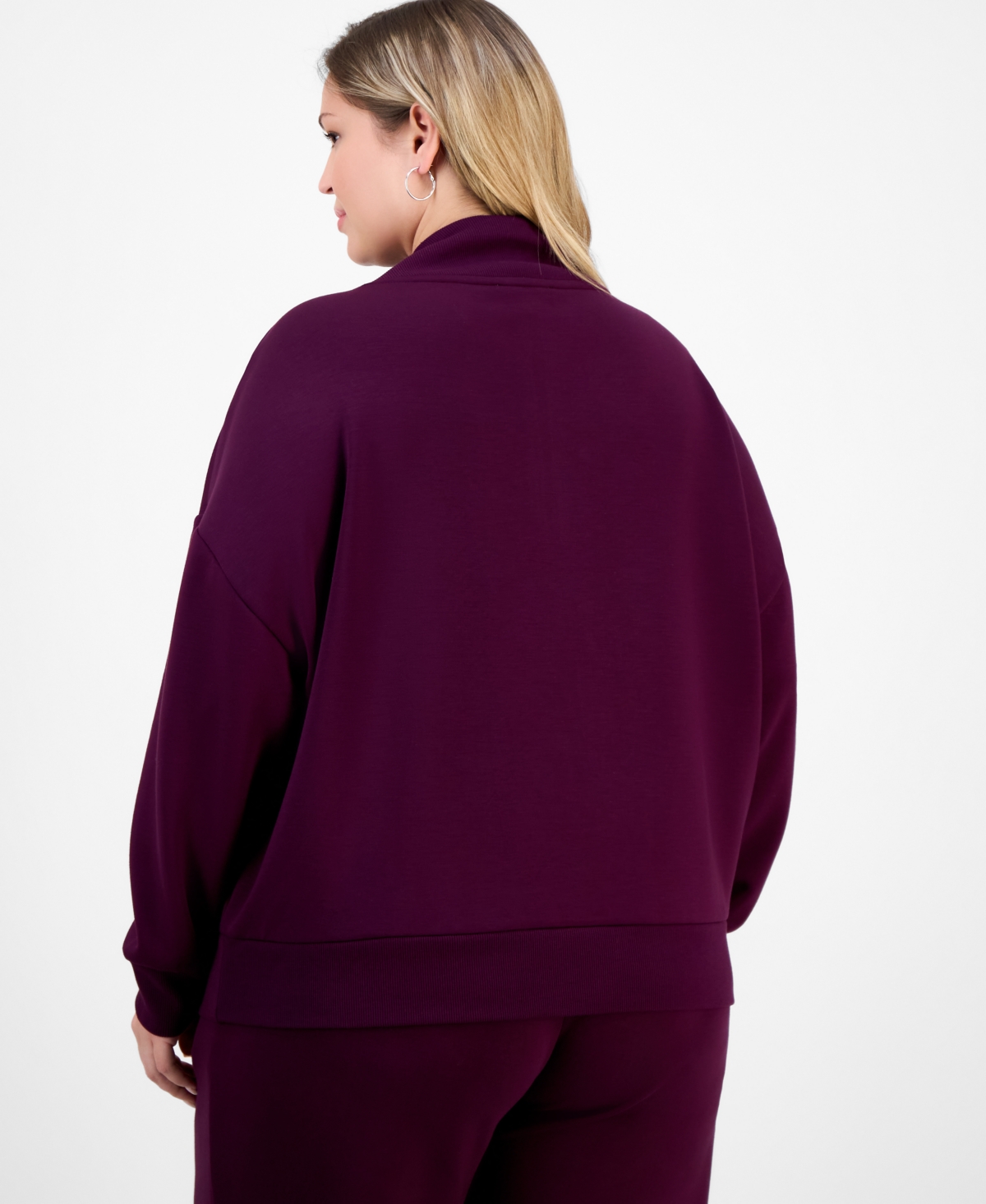 And Now This Trendy Plus Size Scuba 1/4-zip Sweatshirt, Macy's Exclusive In Purple