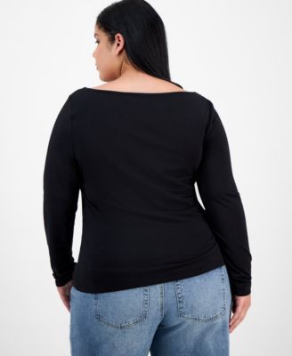 Trendy Plus Boat-Neck Long-Sleeve Top, Macy's Exclusive