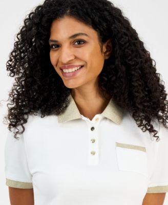Women's Cotton Shine-Collar Polo Top