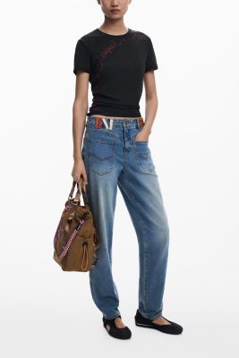 Women's T-shirt with embroidered phrase