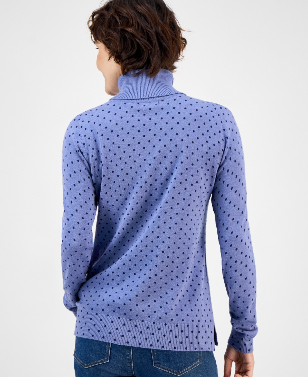 Style & Co Women's Printed Fine Gauge Turtleneck Sweater, Macy's Exclusive In Multi