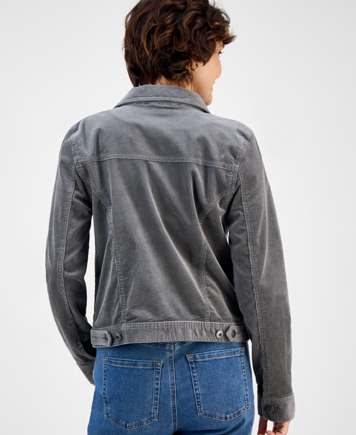 Style & Co Women's Corduroy Classic Long-sleeve Jacket, Created For Macy's In Gray