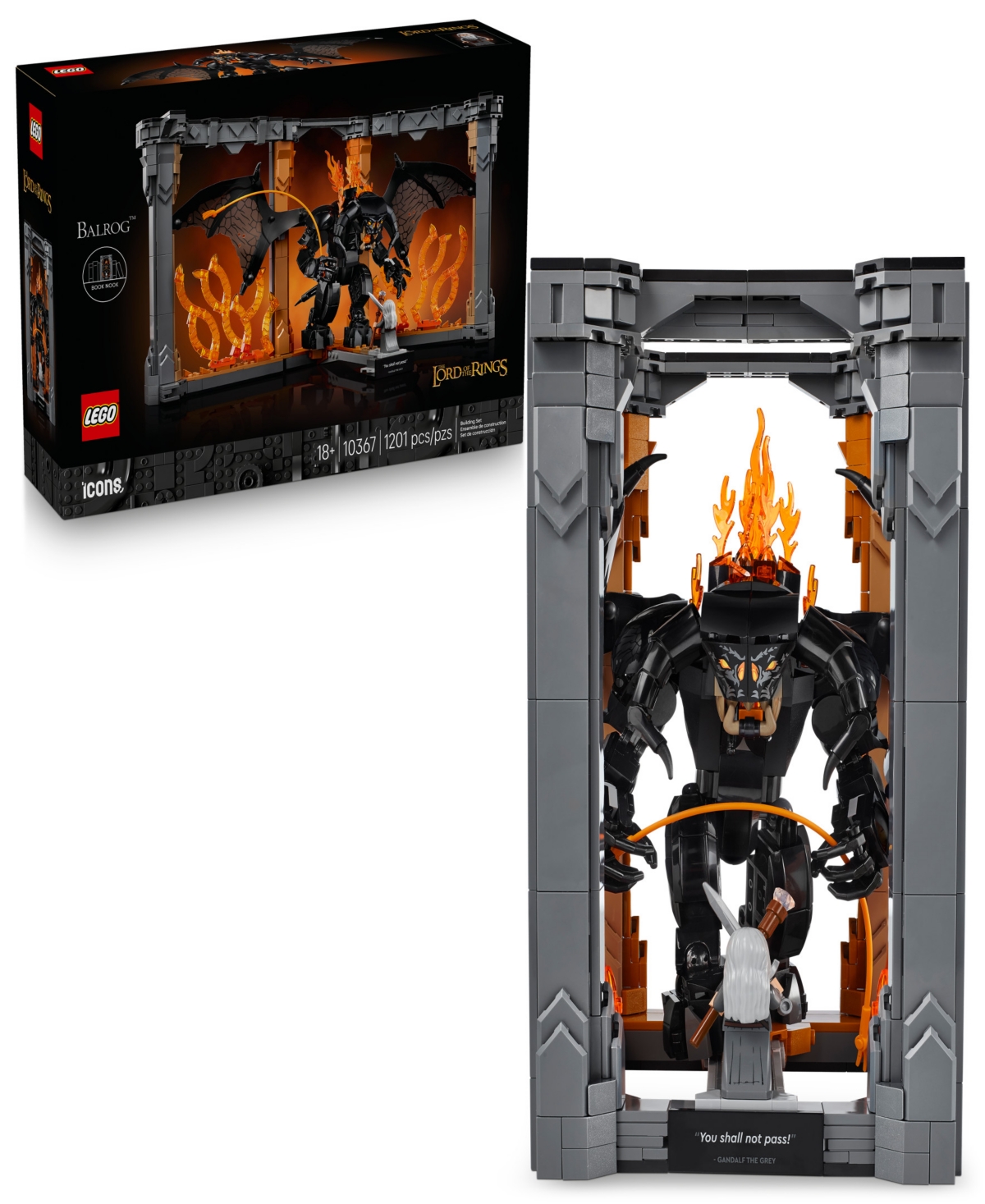 Lego Icons The Lord Of The Rings: Balrog Book Nook 10367, 1201 Pieces In Multi