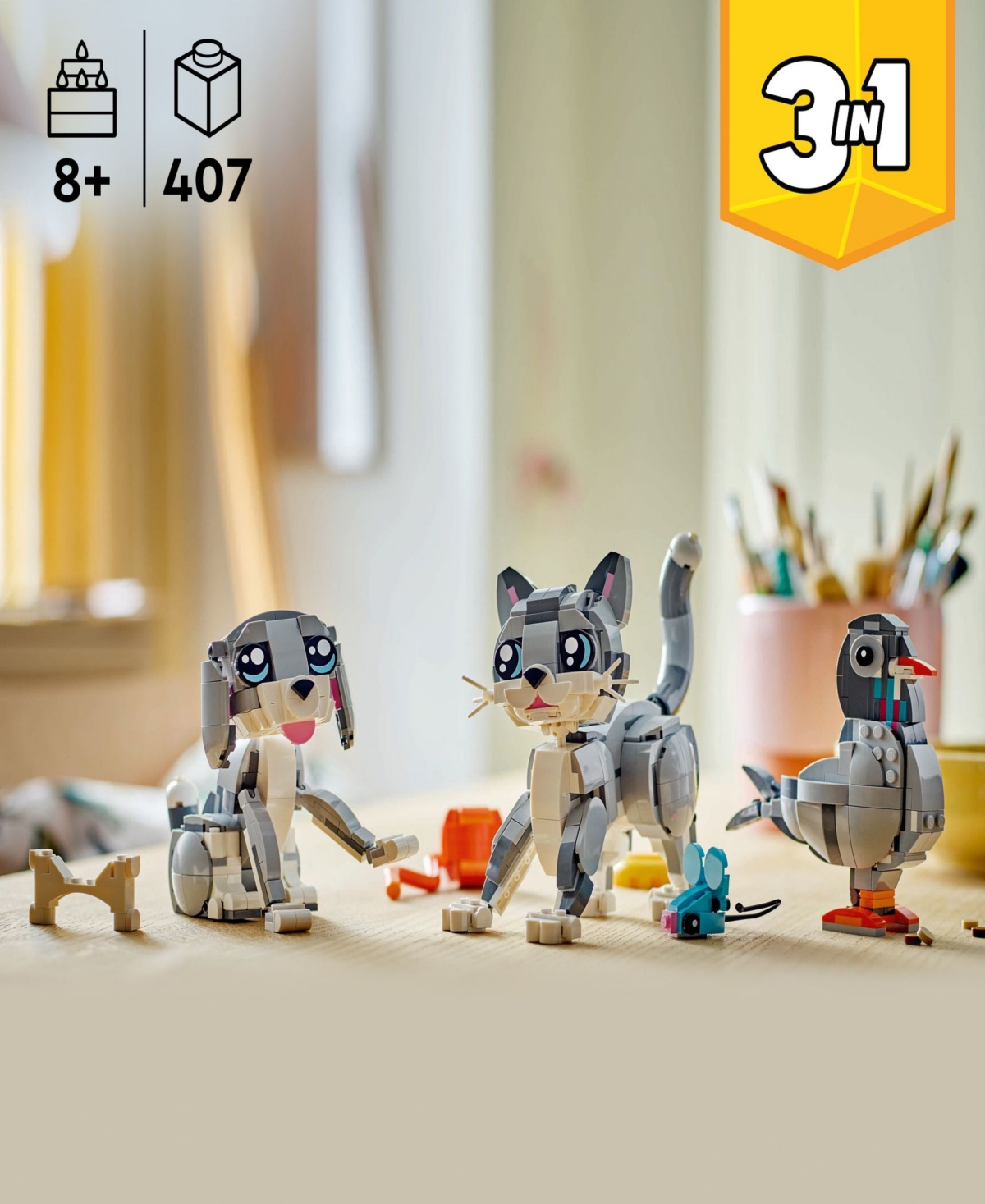 Lego Creator 3 in 1 Playful Cat Building Toy 31163, 407 Pieces