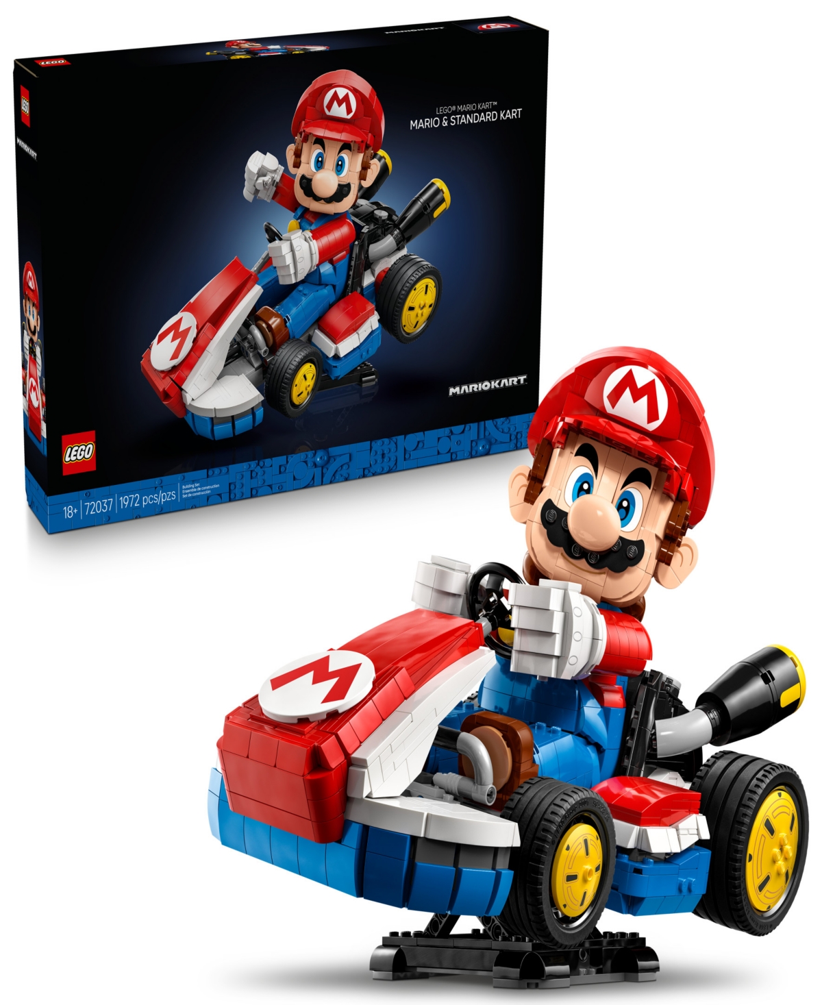 Lego Super Mario Kart Mario And Standard Kart 72037 Toy Building Set, 1972 Pieces In Red