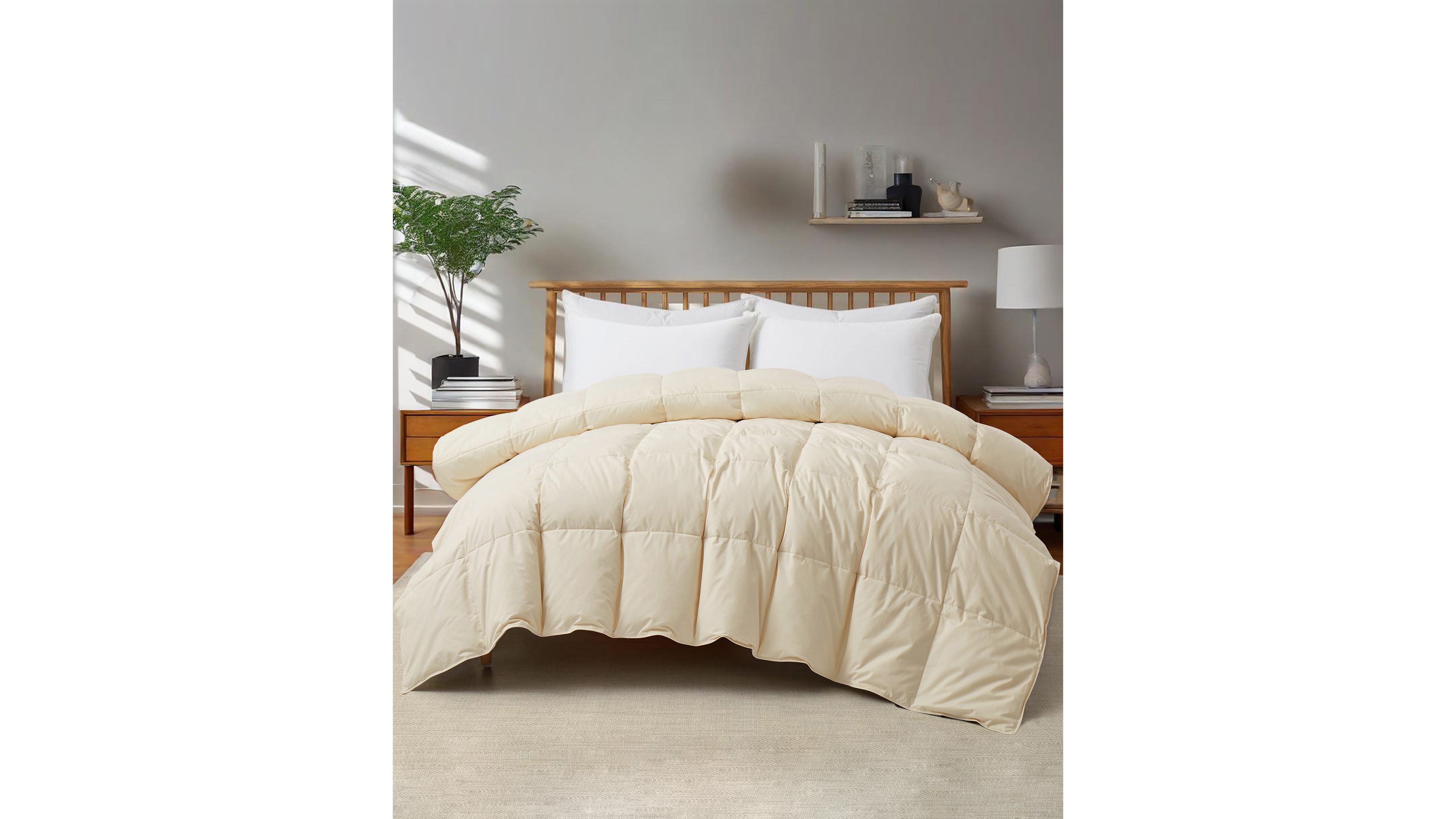 Unikome Luxurious Comfort Cotton Goose Down Feather Comforter, King