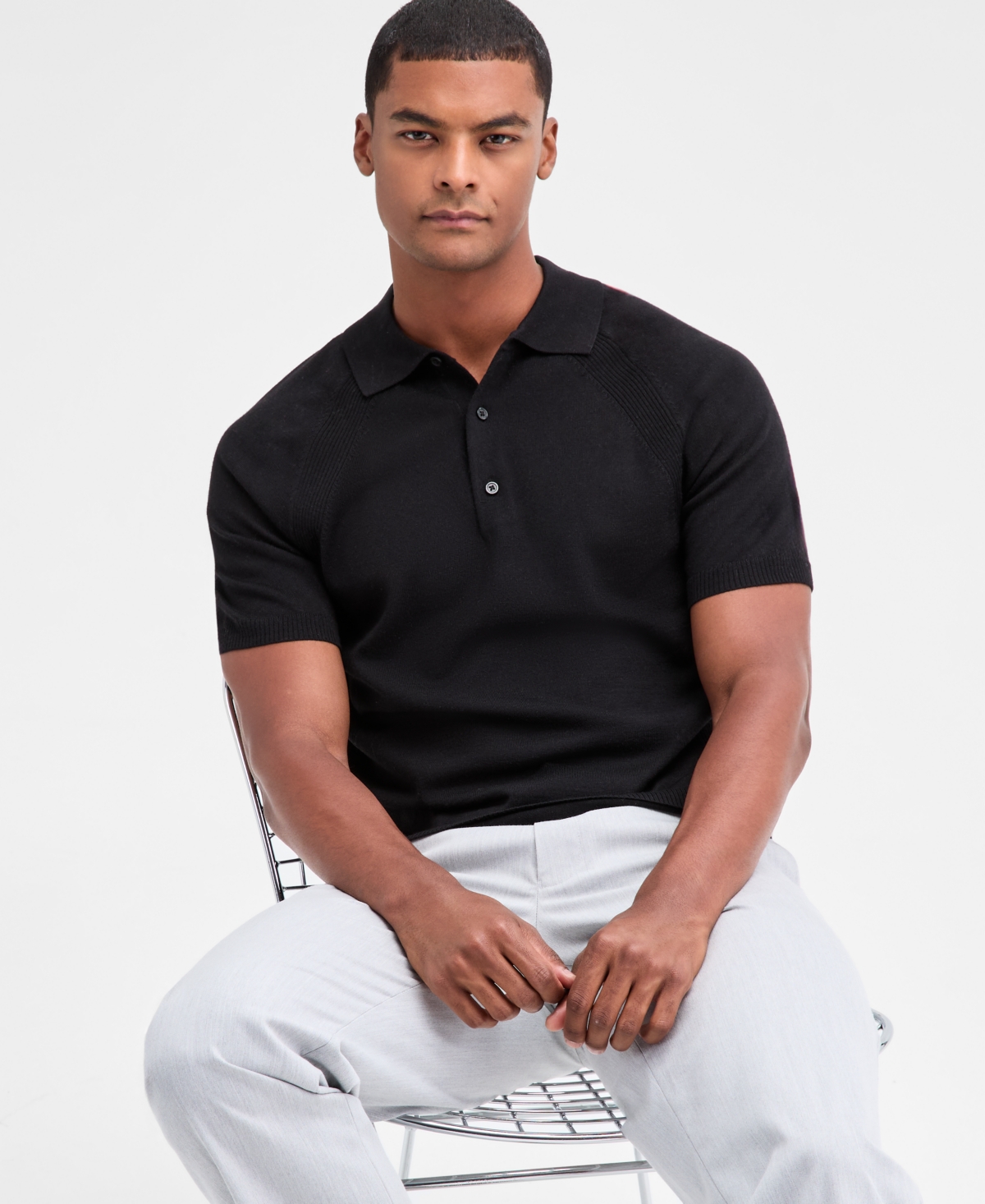 Alfani Men's Short Sleeve Textured Polo Sweater, Macy's Exclusive