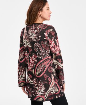 Women's Paisley Shine Jacquard Cardigan, Macy's Exclusive