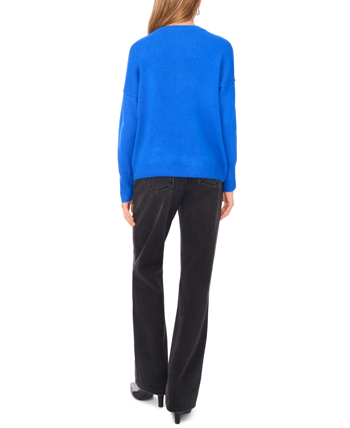 Sam & Jess Women's Embellished Pearl Crewneck Sweater In Blue