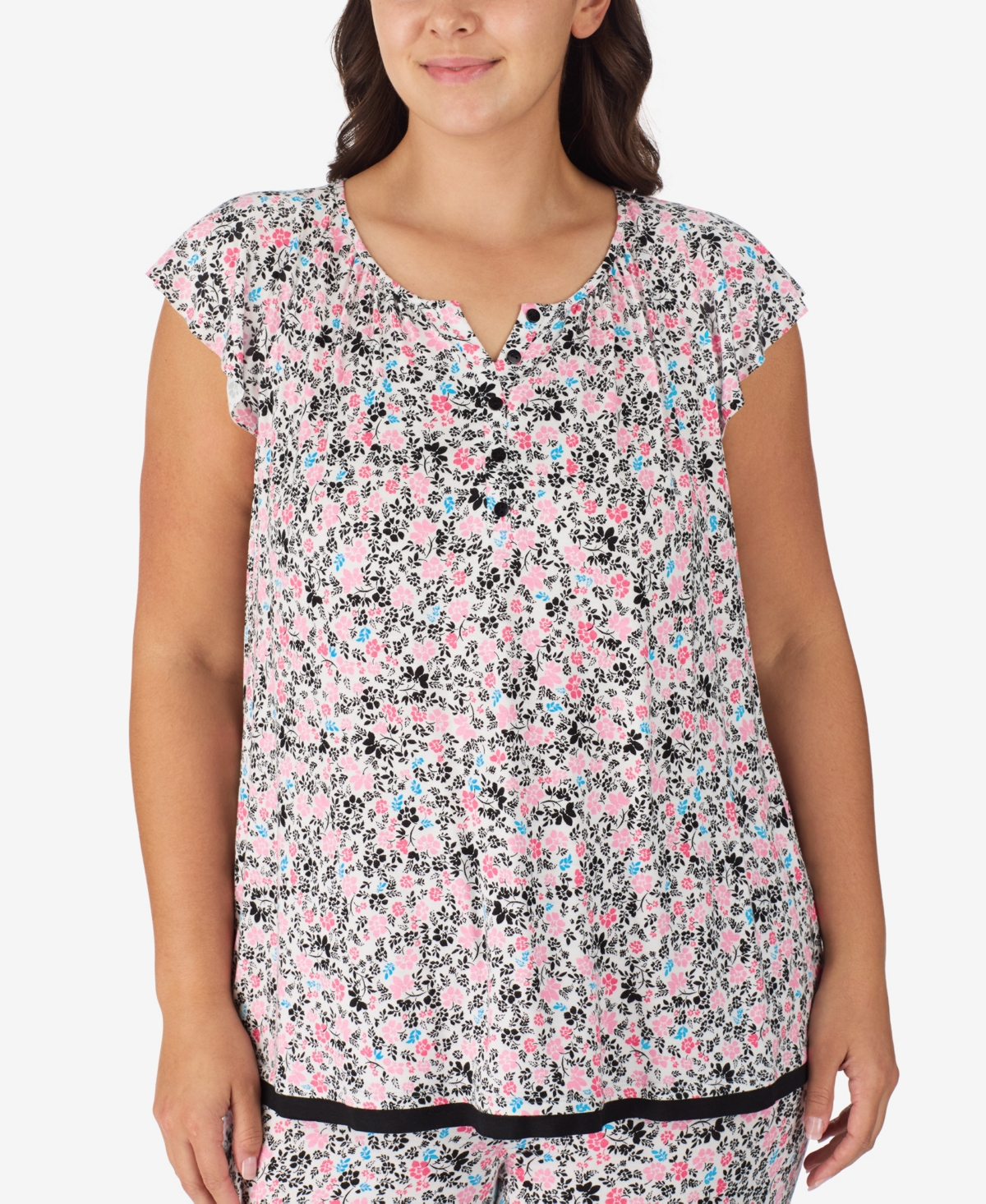 Ellen Tracy Plus Size Short Sleeve Cropped Pajama Set In Multi