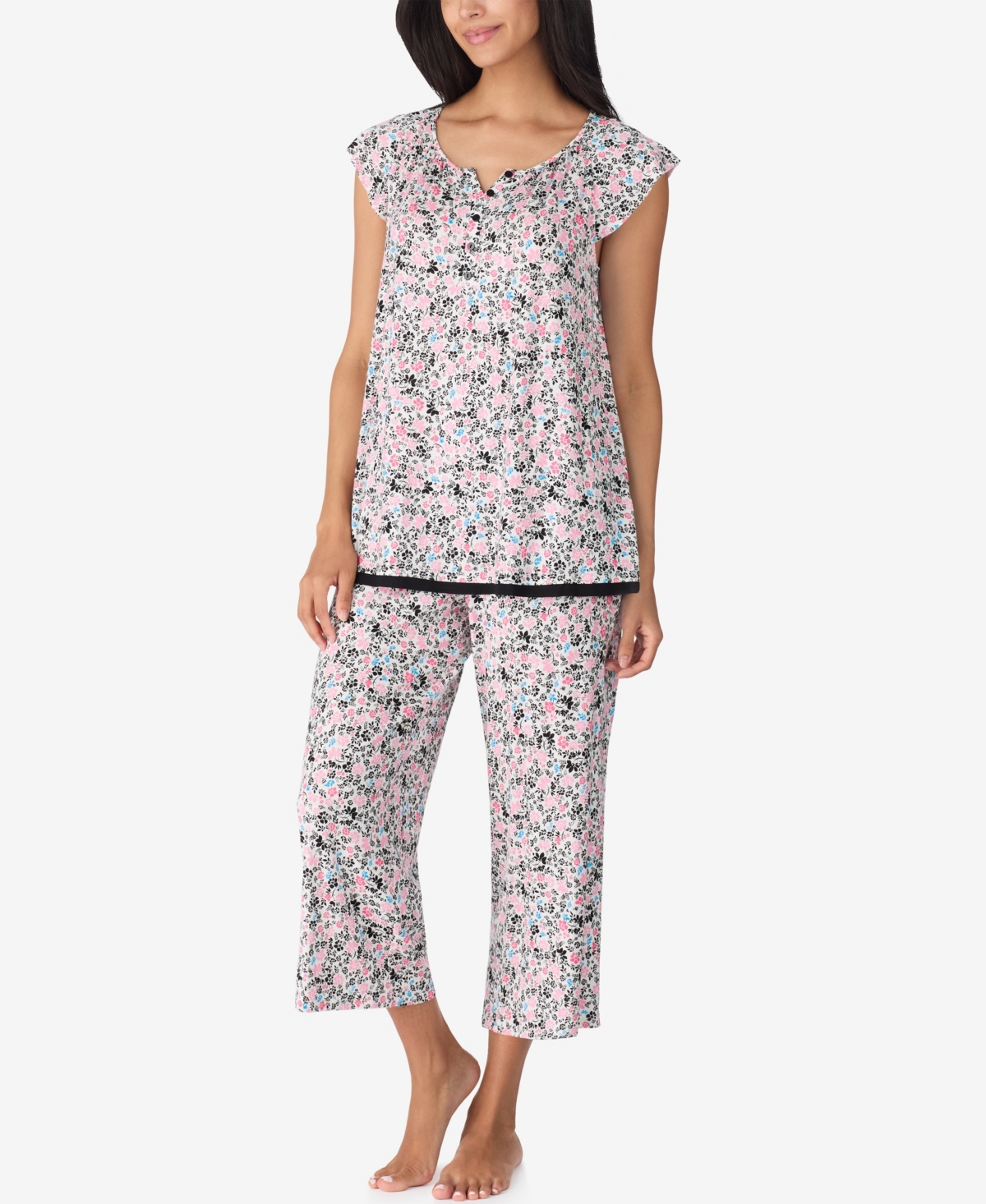 Ellen Tracy Women's Short Sleeve Cropped Pajama Set In Multi
