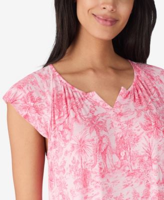 Women's Keyhole Neck Short Flutter Sleeve Chemise