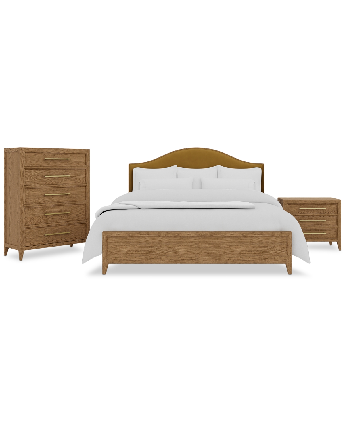 Macy's Everleigh 3-pc. Queen Bedroom Set (bed, Chest & Three Drawer Nightstand) In Brown
