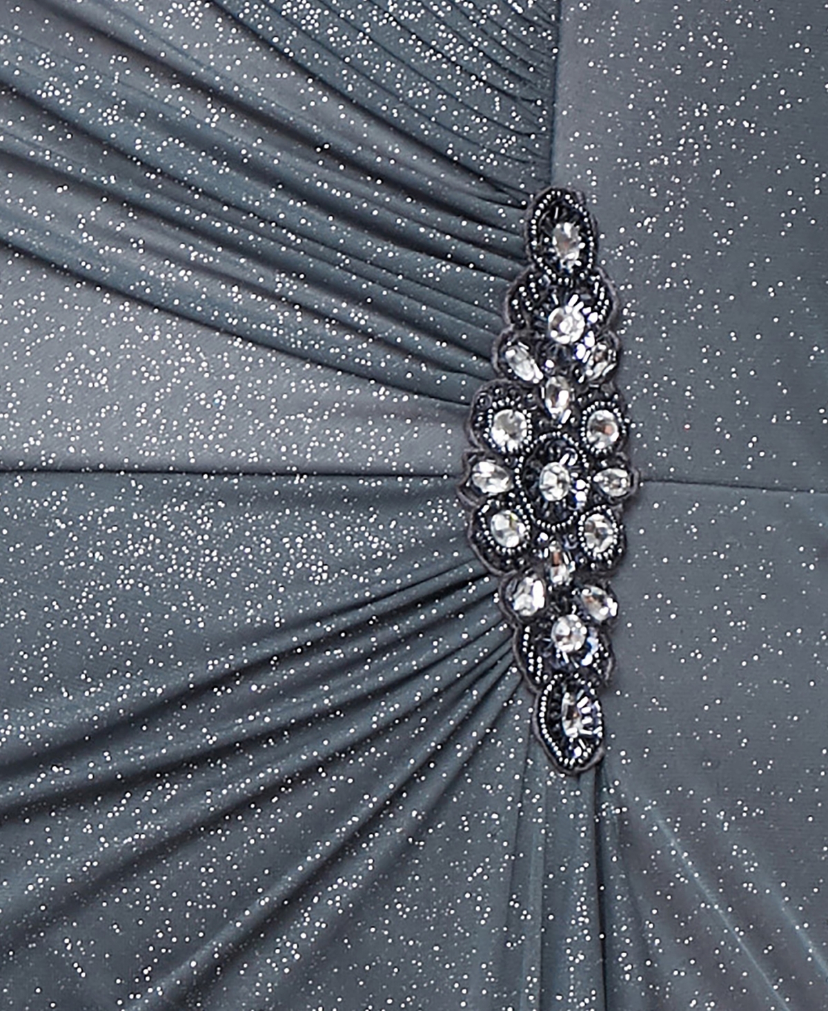 Alex Evenings Glitter Portrait Collar Gown In Gray