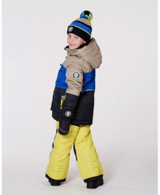 Boy Lined Knit Pompom Hat Black, Taupe and Lime Green - Toddler|Child