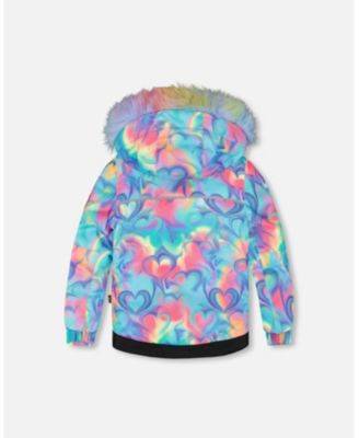 Girl Two-Piece Play Snowsuit Black with Multicolor Print Jacket - Toddler|Child