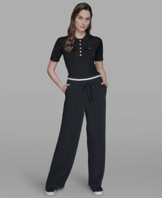 KARL LAGERFELD PARIS - Women's Bi-Stretch Wide-Leg Pants