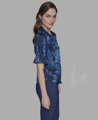 Women's Printed Button-Front Shirt