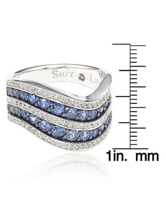 Suzy Levian Sterling Silver Sapphire & Created White Sapphire Wavy Ring