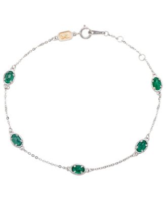 Suzy Levian 14K White Gold 1 CTTW Oval Cut Emerald Station Bracelet