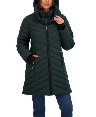 Women's 3/4 Hooded Stretch Puffer with Bib