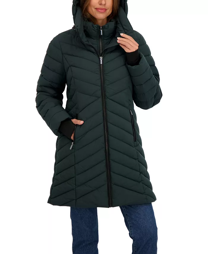 Women's 3/4 Hooded Stretch Puffer with Bib - thumbnail 5