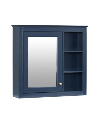 30" x 28" Bathroom Medicine Cabinet with Mirror and 3 Open Shelves, Wall-Mounted (No Vanity)