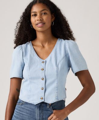 Women's Moxie Cotton Short-Sleeve Denim Blouse