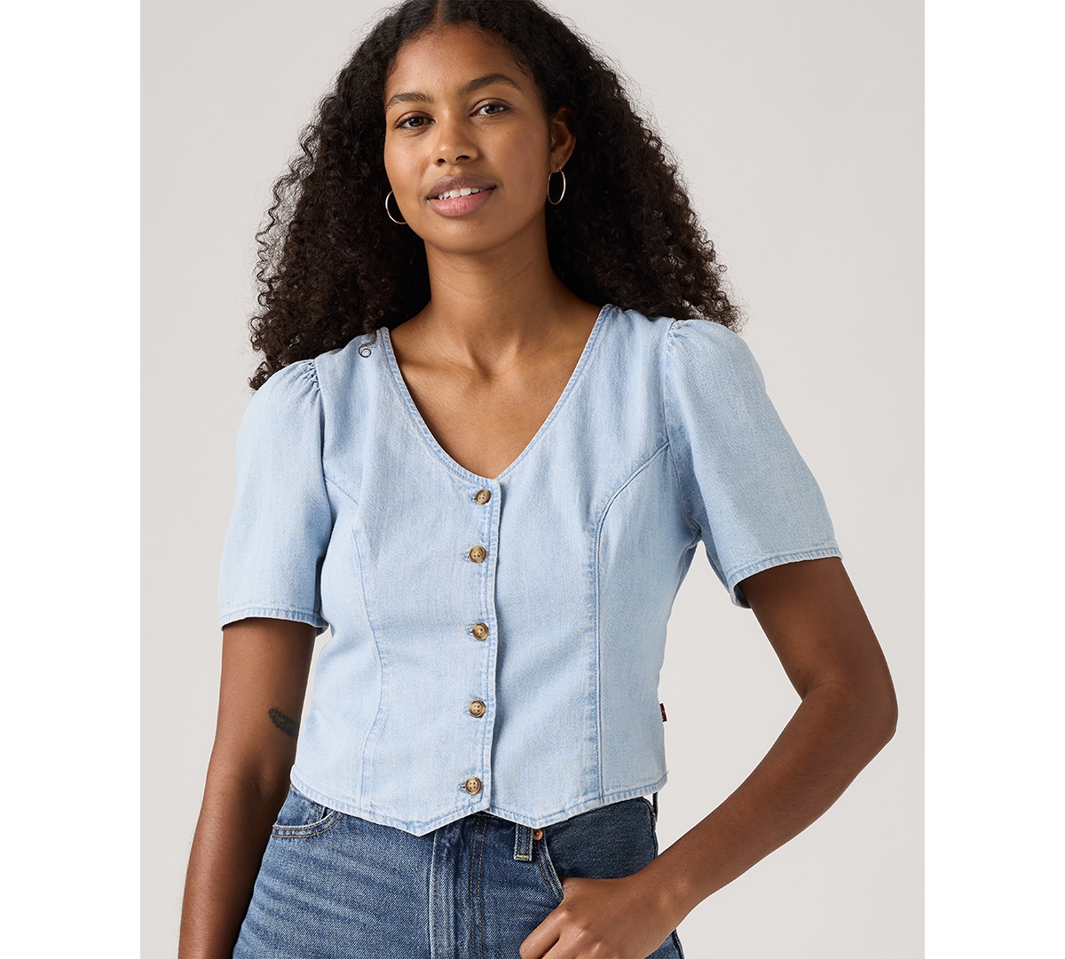 Levi's Plus Size Moxie Cotton Denim Blouse In Blue