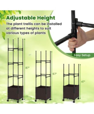 Raised Garden Bed with Plant Box and Trellis on Lockable Wheels