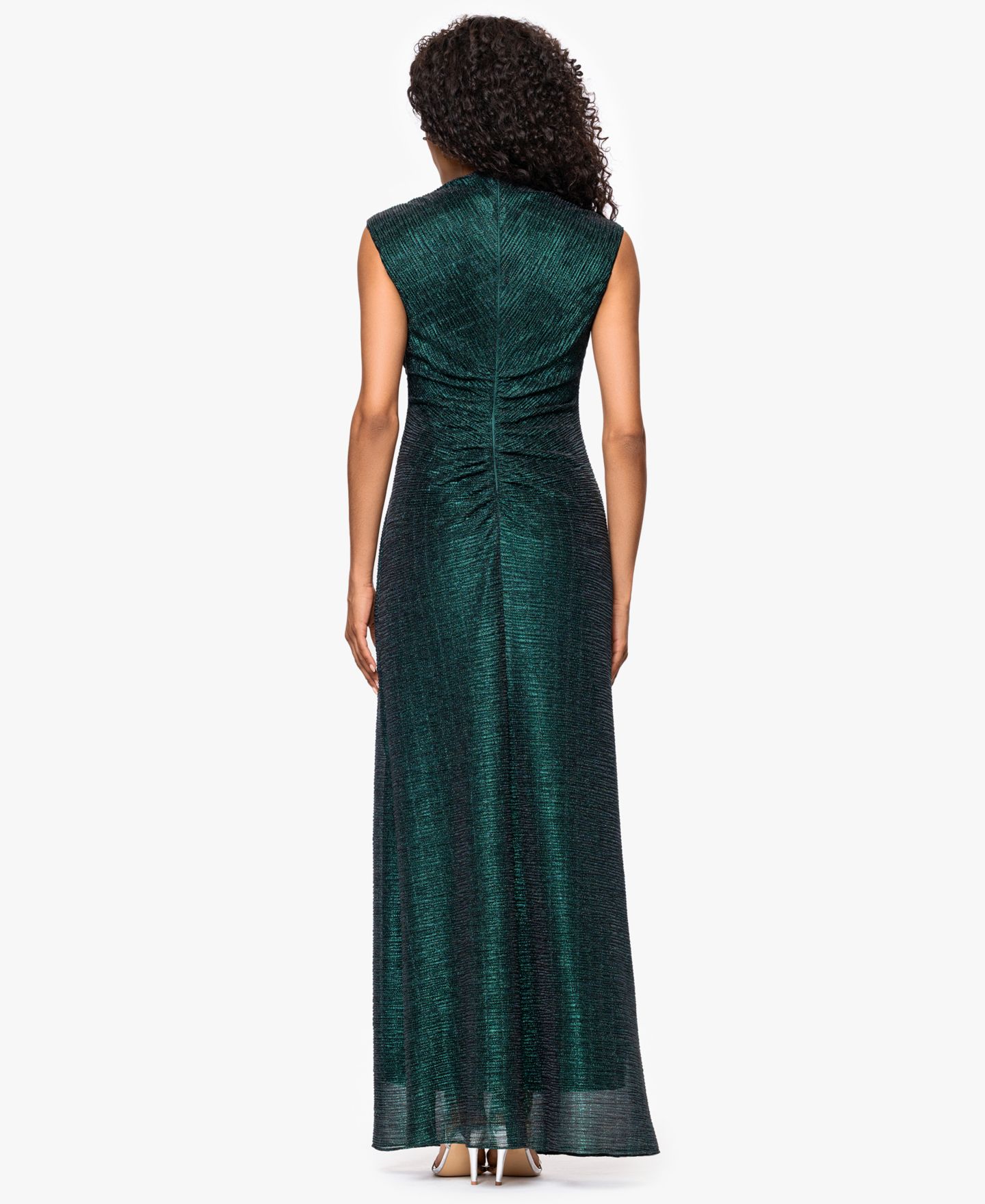 Женское платье Betsy & Adam Petite Sleeveless Dress with Ruched Slit, цвет: Чёрный изумрудный — фото 4