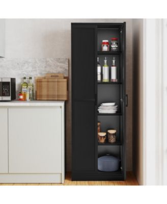 70'' Storage Cabinet Freestanding Pantry Cabinet w/2 Doors & 5 Shelves