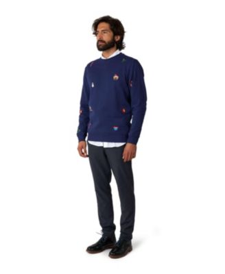 Christmas Sweater for Men - X- Mas Icons - Black - With Stylish Christmas Icons - Long Sleeve - Crew Neck