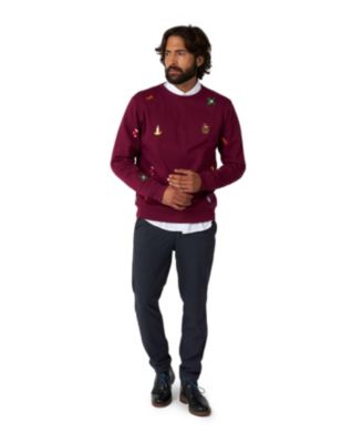 Christmas Sweater for Men - X- Mas Icons - Black - With Stylish Christmas Icons - Long Sleeve - Crew Neck