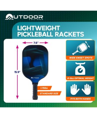 Outdoor Cruiser pickleball set with 2 USAPA approved fiberglass paddles, 4 balls, grip tapes & carry bag—lightweight & durable design