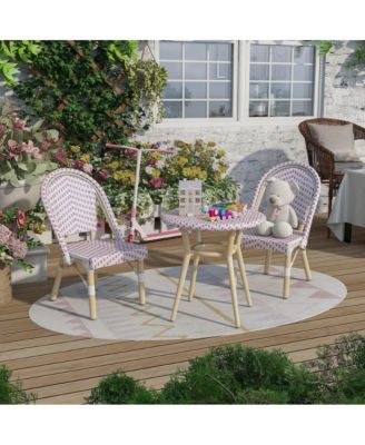 Dakie Aluminum 3-Piece Patio Kids Chair and Table Set