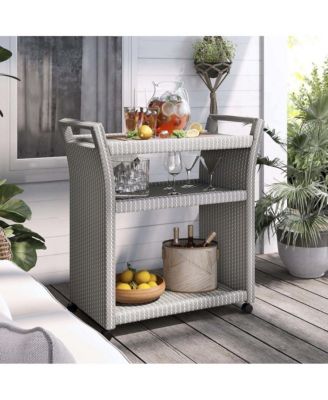 Azur Outdoor Aluminum and PE Wicker Bar Cart