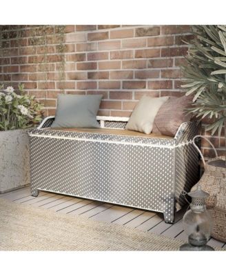 Azur Poolside Outdoor Wicker Metal Storage Bench