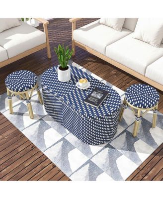 Pagler Aluminum 3pc Wicker Patio Coffee Table and Stool Set
