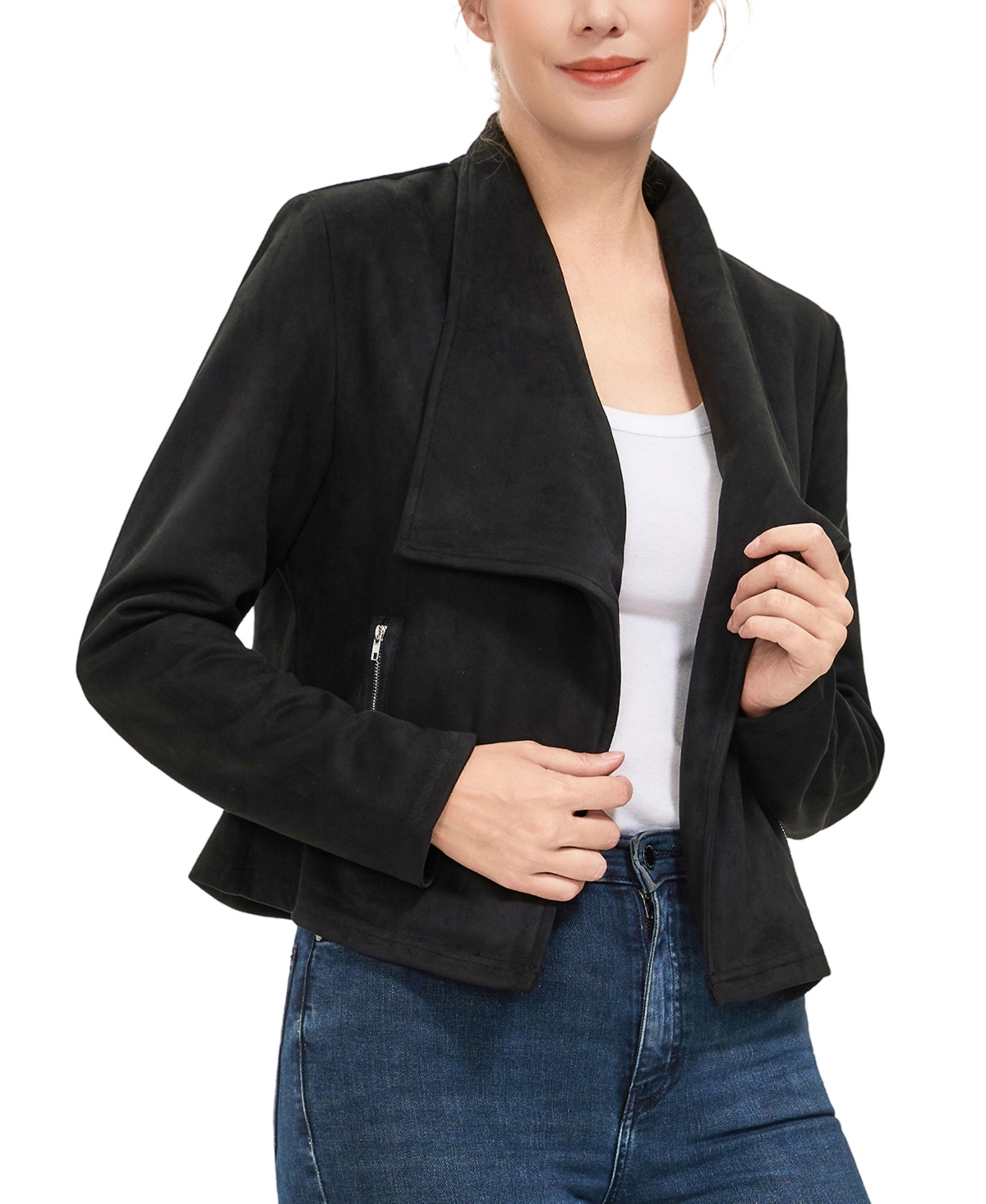 kimi + kai Women's Faux Suede Open Front Jacket