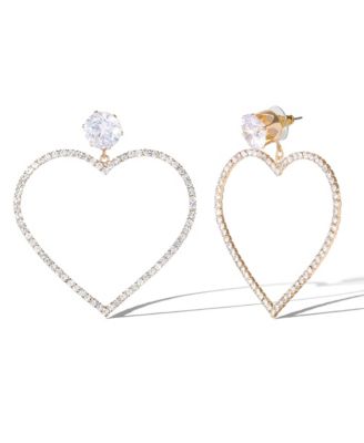 Glass Stone Heart Earrings