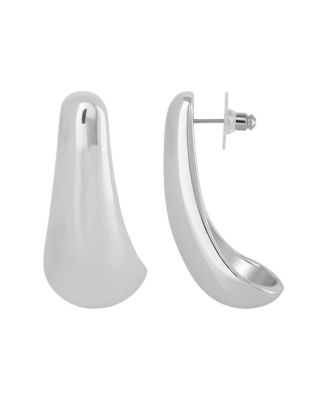 Sculptural Silver-Tone Drop Earrings for Modern Elegance