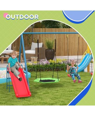 Metal Swing Set for Backyard, 3 in 1 Design, Holds Up to 352 lbs.